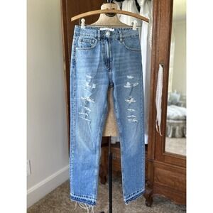 IRO Distressed Boyfriend Jeans Frayed Hem Light‎ Wash Denim Size 26